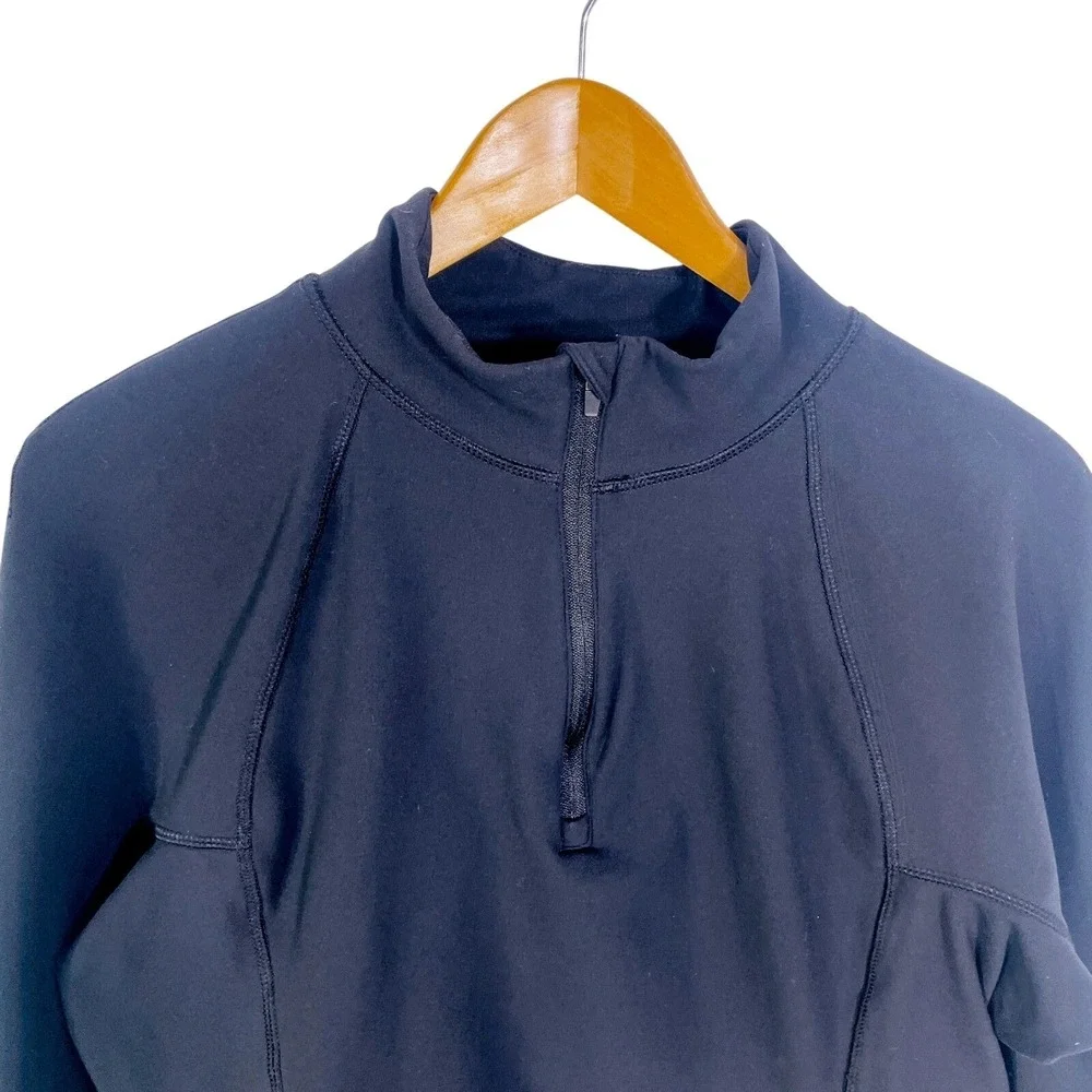 Yogalicious Compression Pullover Womens L Black Zip Gym Running Hiking Trail - Picture 2 of 16